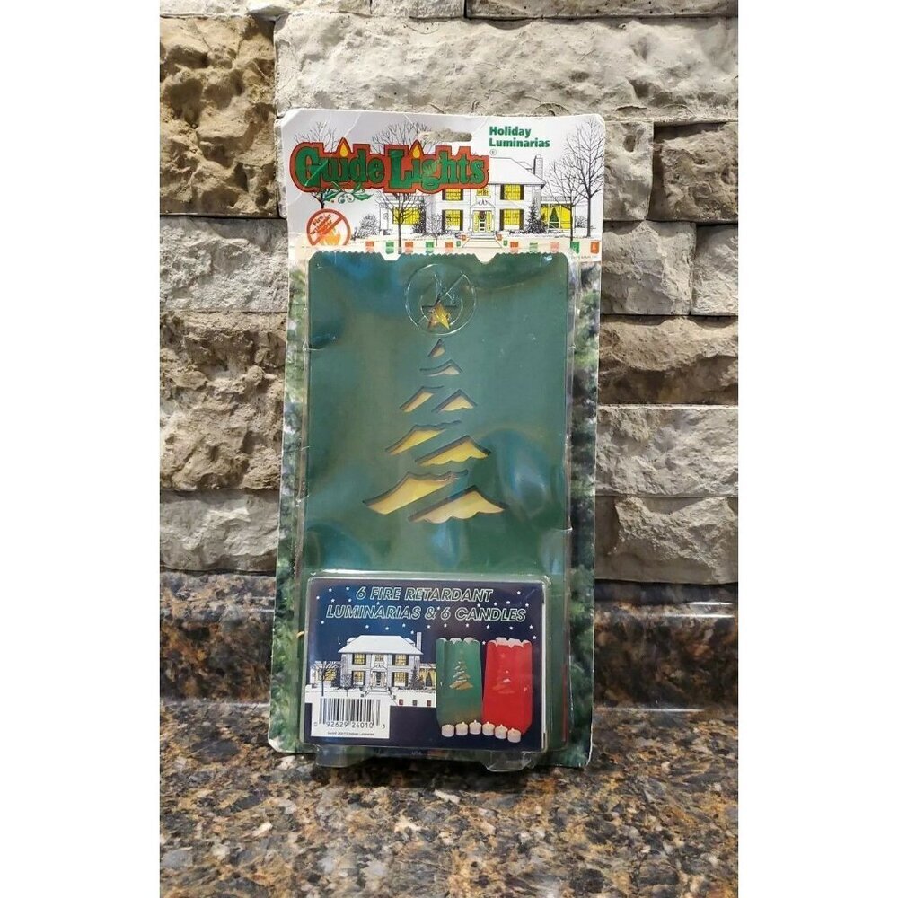 1995 Holiday Luminaries Guide Lights 6 Fire Retardant Candle themed made in USA